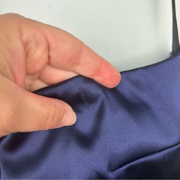 City Triangles Satin Navy Cocktail Dress One Shoulder Appliques Cutouts Sz 3 - Picture 13 of 15